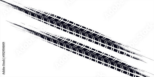 Tire track. Car, bike, motorcycle tyre mark with grunge effect isolated on white background. vector background