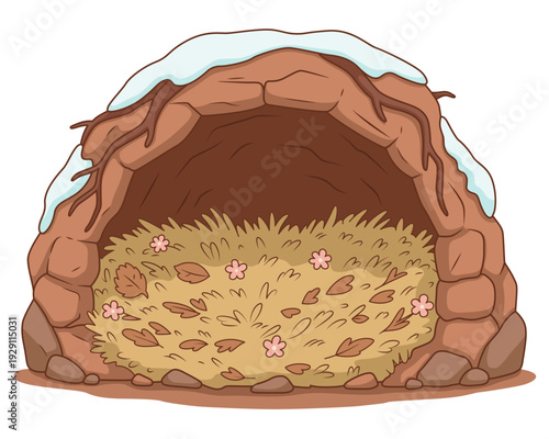 Winter Shelter for Hibernating Animals Illustration