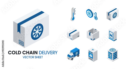 Cold Chain Delivery Vector Icons Set.