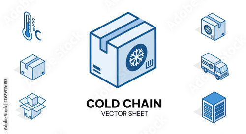 Cold Chain Logistics and Refrigeration Equipment Icons.