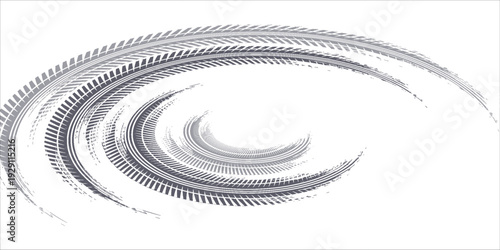Tire track. Car, bike, motorcycle tyre mark with grunge effect isolated on white background. vector background