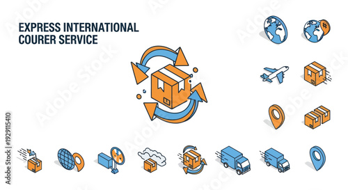 International Courier Service Icons and Symbols.