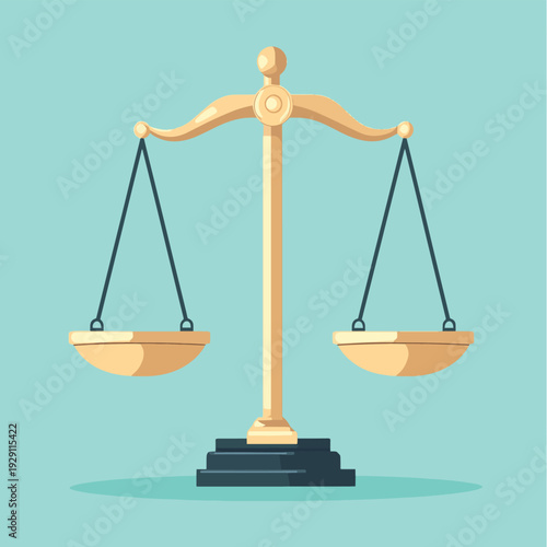 Conceptual Balance Scale Vector Illustration for Justice, Law, Equality, Fair Decision Making, and Ethical Weighing , vector style simple color
