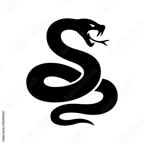 Minimalist wild snake illustration isolated on a white background.