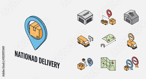National Delivery Service Icons and Symbols.