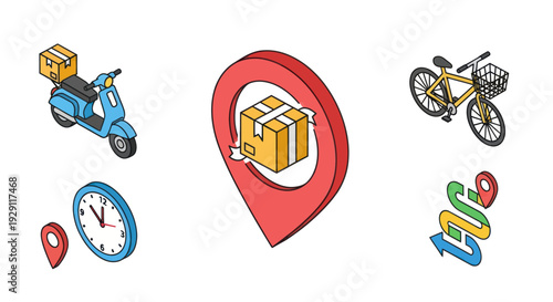 Delivery Icons Representing Shipping and Logistics.