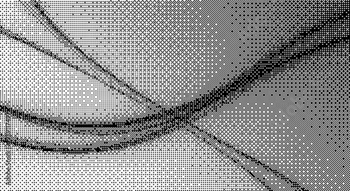 A minimalist vector graphic of a person meditating in a peaceful environment dither