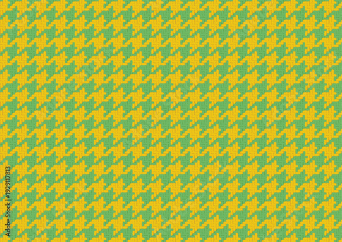 千鳥格子　黄色と黄緑色（4階調）布感ある細かな表現