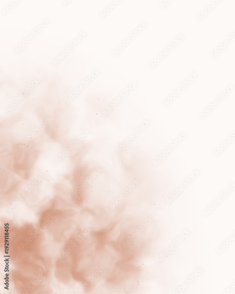 Fototapeta premium Abstract Brown Smoke Cloud on White Background