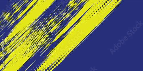 Dots halftone yellow and dark blue vector line color pattern gradient grunge texture background.