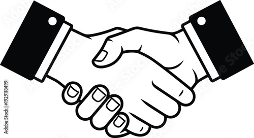 Handshake icon symbolizing business agreement, partnership and collaboration concept, professional deal isolated on white background