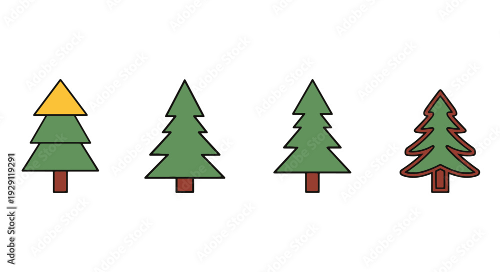 Fototapeta premium Fir tree Line art modern bold tone illustration
