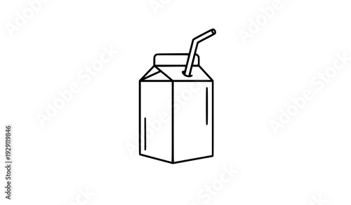 Juice box outline icon minimal beverage vector