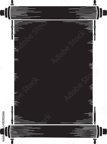 Blank ancient parchment scroll with wooden handles, ready for custom text and design.