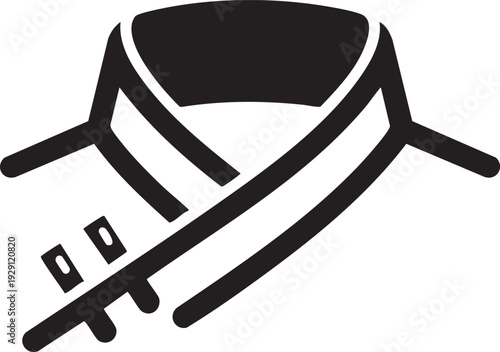 Black silhouette icon of a martial arts belt, symbolizing discipline, training, and rank in sports like karate or judo.