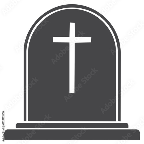 Christian Gravestone Icon Symbolizing Death Remembrance and Funeral Service