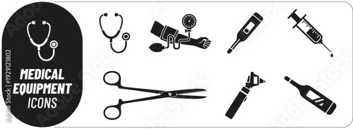 Medical equipment icons set