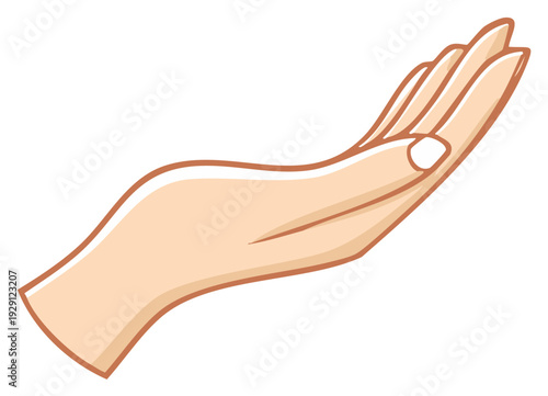 Cupped hand vector illustration, a symbol of giving, receiving, support and charity.