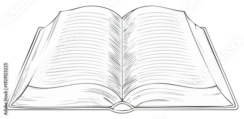 Open book with lined pages in a sketch style