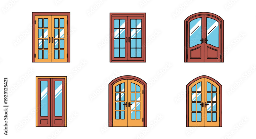 Naklejka premium French Door Line art creative modern smooth illustration