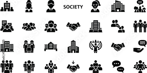 Society icons and symbols illustration