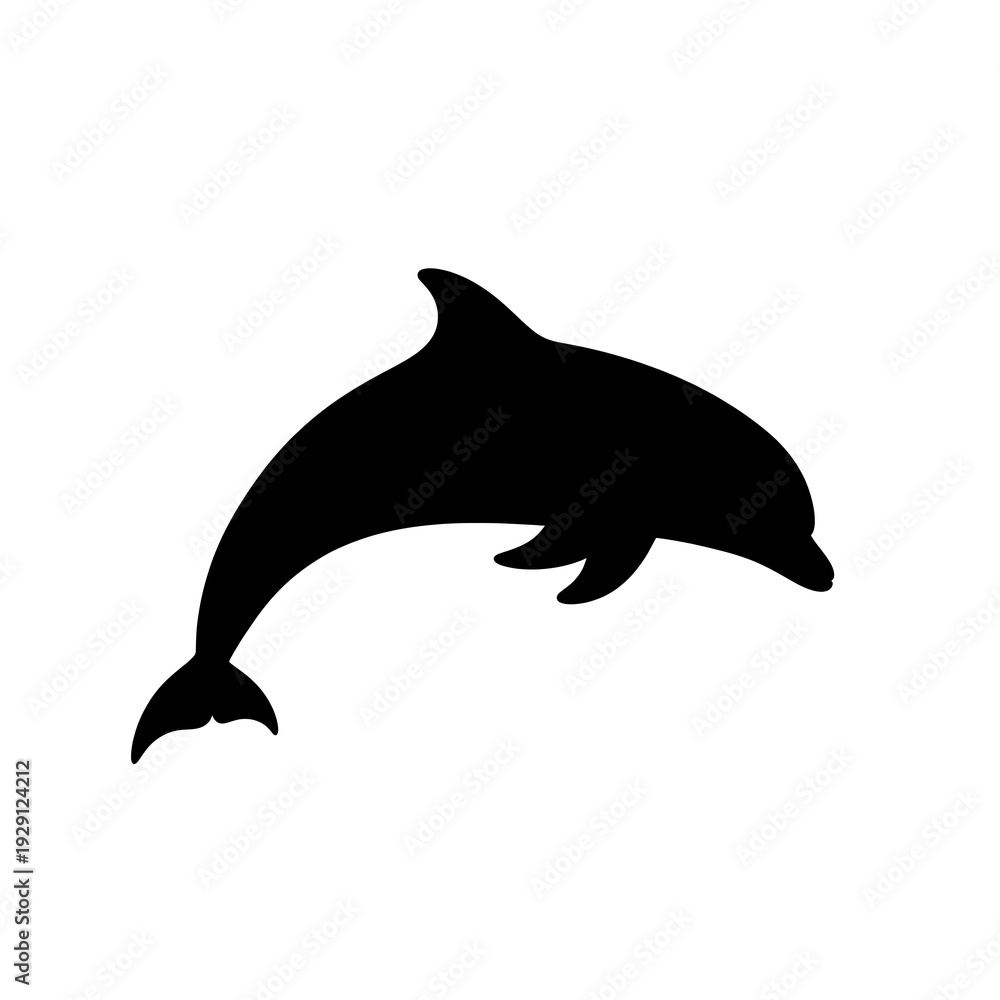 Obraz premium Black silhouette of a jumping dolphin.