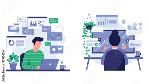 Remote Professionals Digital Collaboration and Home Office Productivity