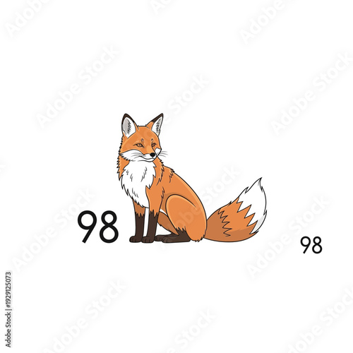 Funny Fox with Mustache Illustration, Whimsical, White Background