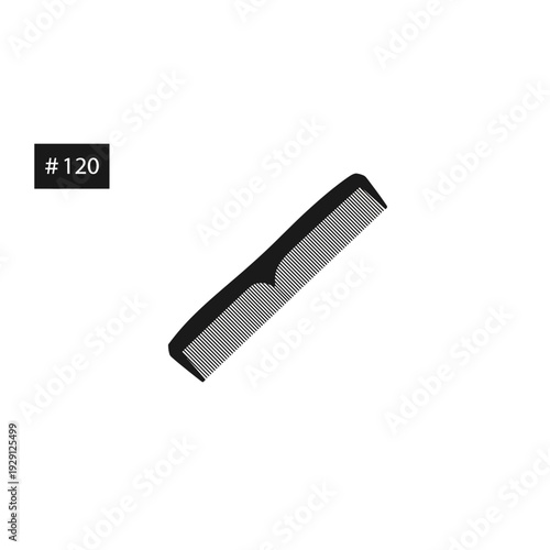 Simple Black Hair Comb Angled Isolated Vector Illustration Design Element