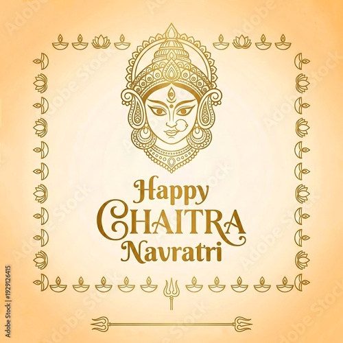 Celebratory design for the festival of chaitra navratri with a decorative divine face