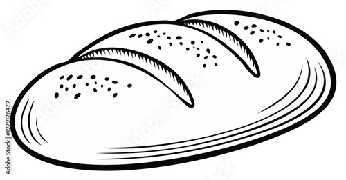 Freshly Baked Bread Loaf Illustration. Isolated, Hand-drawn Bakery Food.