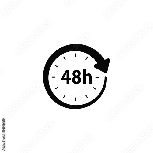 48 hour deadline clock with looping arrow