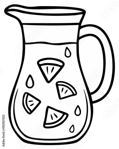 Pitcher Filled with Lemonade and Lemon Slices Ready for a Refreshing Drink on a Sunny Day Illustration
