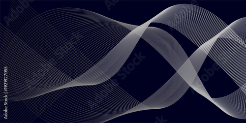 Gradient abstract waves in pink and blue shades with smooth curves and subtle contour lines on a dark blue background, vector illustration