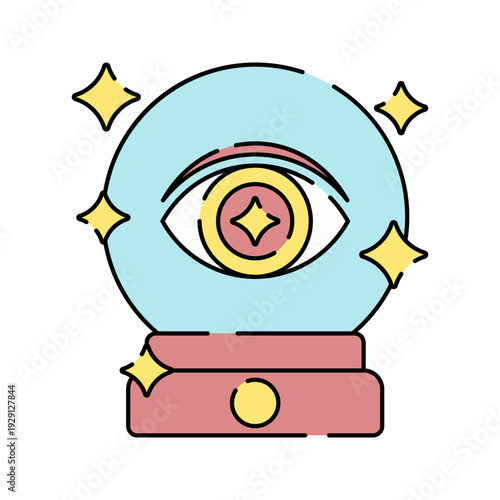 Crystal Ball Flat design style crystal ball with eye symbol ideal for fortune telling divination and magic concepts