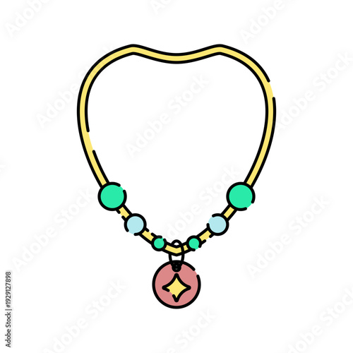 Magic Necklace Flat design style enchanted necklace symbolizing charm ideal for fantasy accessories and mystical illustrations