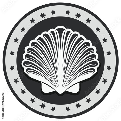 Shellfish emblem with stars in a circular design.