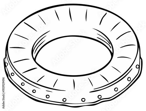 Simple Line Drawing of a Round Inner Tube Object