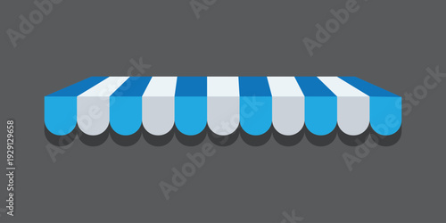 illustration modern shop canopy vector blue store on background.