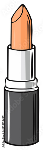 Lipstick makeup illustration with bold outlines and vibrant colors, beauty concept