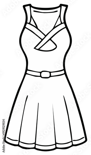 Elegant sleeveless dress with a flattering V-neck and a cinched waistline