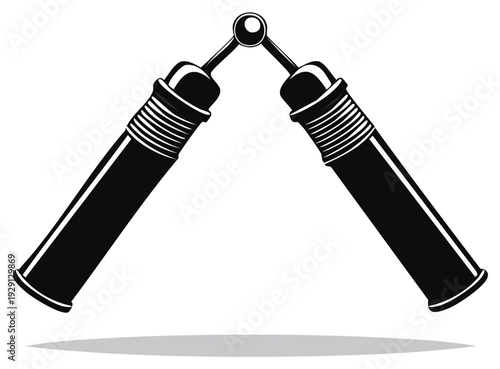 Black and white hand grip exercise device with a shadow