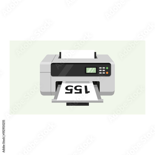 Modern Printer Printing SSL Certificate Document Flat Vector Illustration
