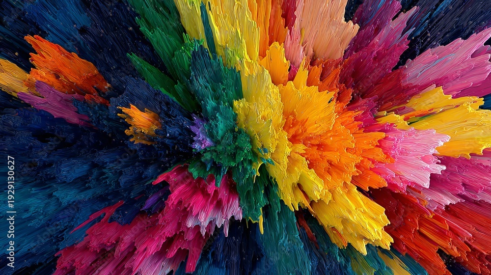 Obraz premium A vibrant and colorful abstract painting with bold brushstrokes and dynamic movement