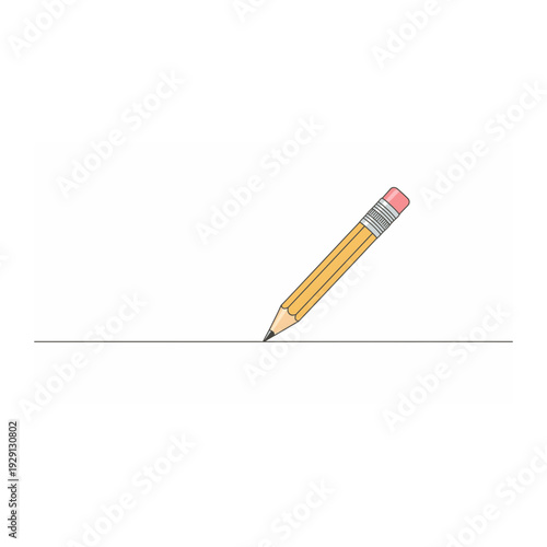 Animated Yellow Pencil Drawing a Straight Horizontal Line
