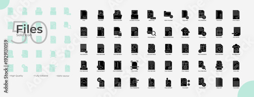 Files Solid Editable Icons set