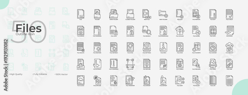 Files Line Editable Icons set