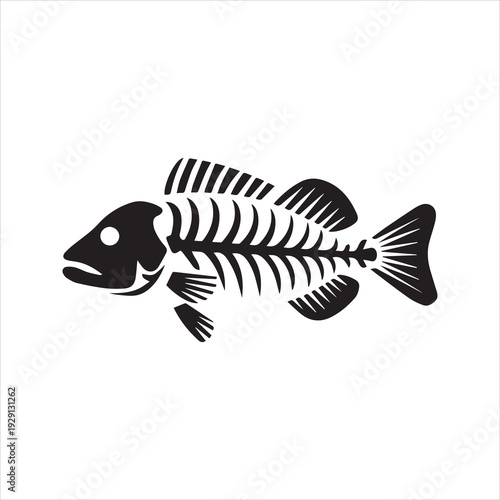 Fish Bone Skeleton Silhouette Icon – Minimal Seafood Waste Vector Illustration