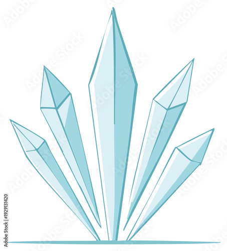 Sparkling cluster of ice crystals, blue minerals formation, geology gemstones, gems and stone