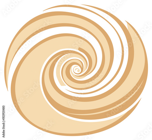 Hypnotic abstract spiral vortex with infinite receding lines in warm beige tones